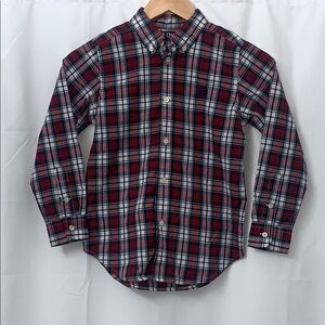 Boys Chaps Plaid Long Sleeve Button Down Shirt Size 7 EUC